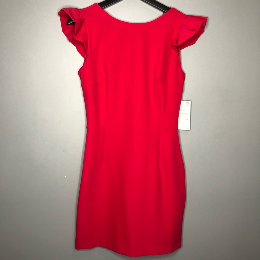 magenta structured dress.